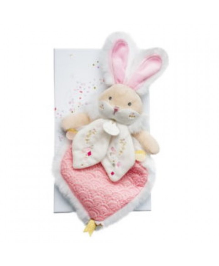 Dou Dou Et Compagnie Sugar Bunny roze en goud knuffeldoekje inclusief giftbox